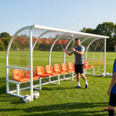 Heavy duty aluminium team shelter with moulded seats
