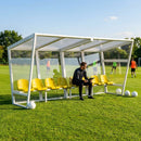 Heavy duty aluminium team shelter with moulded seats
