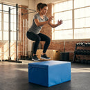 Plyometric jump boxes in various colours and heights for gym workouts