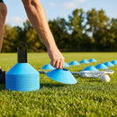 Lacrosse training marker cones in various vibrant colours