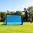 Folding football goal with aluminium frame and high-impact net