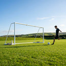 Steel football goal with galvanised steel frame for outdoor use
