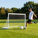 Folding football goal with aluminium frame and high-impact net