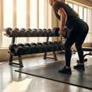Hex dumbbells with rubber ends and chrome handles