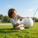 Hybrid goalkeeper gloves in white and black with neoprene backhand