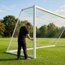 Hinged bottom net frame for stadium football goals