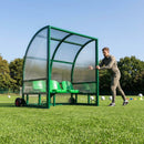 Sports team shelter with aluminium frame and multiple colour options