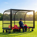 Mobile team shelter with aluminium frame for sports pitches