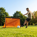 Folding football goal with aluminium frame and high-impact net