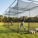 Black baseball batting cage nets made from HDPP twine for indoor and outdoor use