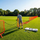 Football crowd control barrier with PVC poles for outdoor use