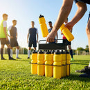 Hygienic water bottle with contactless nozzle for sports use