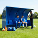 Heavy duty aluminium team shelter with moulded seats