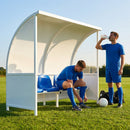 Heavy duty aluminium team shelter with moulded seats