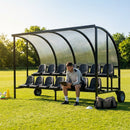 Aluminium sports team shelter with two tiers for sports facilities