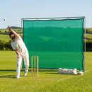 Green cricket net saver made from durable polyester mesh