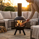 Outdoor Chiminea Fire Pit made of Black Powder-Coated Steel