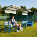Aluminium tennis court bench in green for tournament use