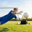 Hybrid goalkeeper gloves in white and black with neoprene backhand