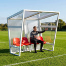 Heavy duty aluminium team shelter with moulded seats