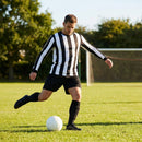 Men's Striped Football Kit with long-sleeve top, shorts, and socks