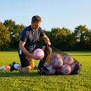 Football carry bag with 12 footballs, durable mesh