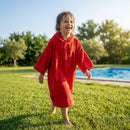 Cotton Towel Poncho in Red, Aqua Blue, and Black for Beach and Pool Use