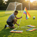 Football corner flag set with bright nylon flags and PVC poles