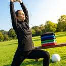 Women's tracksuit top in polyester with quarter zip and stand-up collar