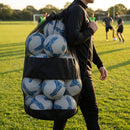 Football carry bag with 12 footballs, durable mesh