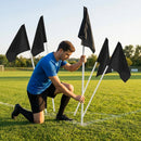 Football corner flag set with bright nylon flags and PVC poles