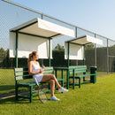 Aluminium tennis court bench in green for tournament use