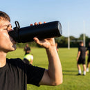Hygienic water bottle with contactless nozzle for sports use