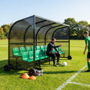 Aluminium sports team shelter with two tiers for sports facilities