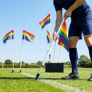 Spring-loaded football corner flags in various colours with weatherproof PVC poles
