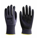 Dark Slate Gray Grey Black Gloves with Grip Dots - Foam Nitrile Palm Coated - Flex Grip Work Gloves - In Bags of 10 Pairs