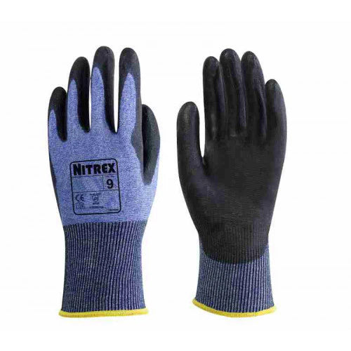 Dark Slate Gray PU Palm Coated Gloves - 18 Gauge Cut Resistant Gloves Level C - Ultra Light Weight - In Bags of 10 Pairs