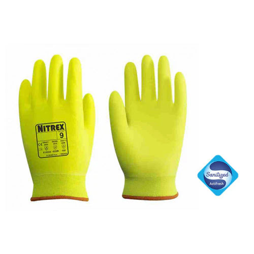 Goldenrod Hi Viz Premium Thermal Work Gloves - Fully Coated Foam Nitrile - Cold & Heat Protection - Sanitized® Actifresh - In Bags of 10 Pairs