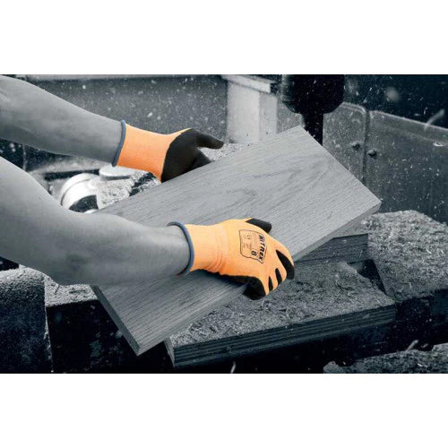 Dark Slate Gray PU Palm Coated Safety Gloves - Cut Level B - Equivalent Cut 3 Gloves - Orange Liner - Sanitized® Actifresh - In Bags of 10 Pairs