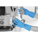 Gray Latex Flock Lined Rubber Gloves - Food Prep Safe - Slip Resistant Pattern on Palm - Chemical Resistant - In Bags of 10 Pairs