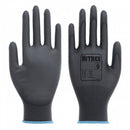 Dark Slate Gray Grey PU Palm Coated Gloves - High Dexterity, Abrasion & Tear Protection - In Bags of 10 Pairs