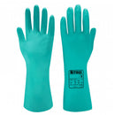 Light Sea Green Flock Lined Nitrile Gloves - Chemical Resistant - Food Safe - Abrasion Resistant - Wet Grip - In Bags of 10 Pairs