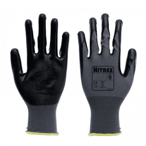 Dark Slate Gray Palm Coated Nitrile Gloves - High dexterity & Grip - In Bags of 10 Pairs