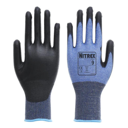 Dark Slate Gray PU Palm Coated Gloves - 18 Gauge Cut Resistant Gloves Level C - Ultra Light Weight - In Bags of 10 Pairs