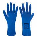 Dark Cyan Latex Flock Lined Rubber Gloves - Food Prep Safe - Slip Resistant Pattern on Palm - Chemical Resistant - In Bags of 10 Pairs