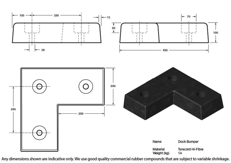 Lavender Rubber Dock Bumper 450 x 450 x 100mm