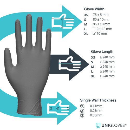Dim Gray black nitrile gloves – 10x100