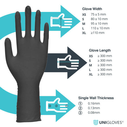 Dark Slate Gray Long Cuff Latex Examination & Tattoo Artist Gloves - Cases of 10 Boxes, 100 Gloves per Box