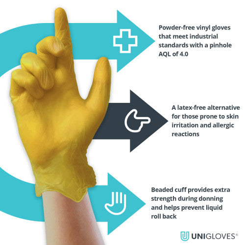 Sky Blue yellow vinyl gloves – 10x100