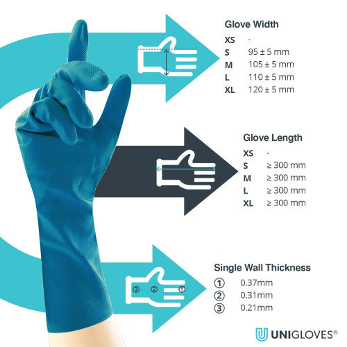 Dark Cyan Blue latex household gloves – 12x12